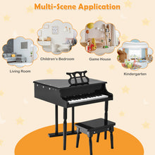 Load image into Gallery viewer, 30-Key Kids Wooden Keyboard Mini Grand Piano with Stool Musical Instrument Toy