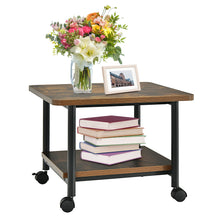 Load image into Gallery viewer, 2 Tier Wooden Printer Stand with 360° Swivel Caste