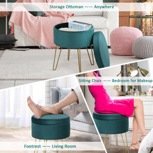 Load image into Gallery viewer, Round Velvet Storage Footstool Ottoman Makeup Dressing Vanity Chair Seat Stool