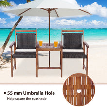 Load image into Gallery viewer, Garden Acacia Wood Companion Bench 3-Piece Patio Hardwood Loveseat Chair with Coffee Table