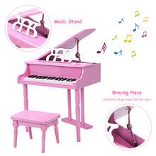 Load image into Gallery viewer, 30-Key Kids Wooden Keyboard Mini Grand Piano with Stool Musical Instrument Toy