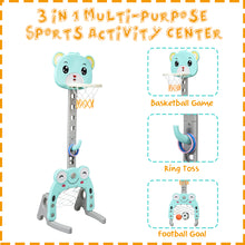 Load image into Gallery viewer, 3-in-1 Kids Basketball Hoop Stand Set Ring Toss Portable Sport Activity Center