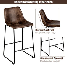 Load image into Gallery viewer, Set of 2 Vintage Faux Suede Bar Stools Home Kitchen Upholstered Stool Chairs