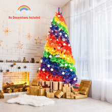 Load image into Gallery viewer, 7FT Rainbow Artificial Christmas Tree Colorful Hinged Holiday Xmas Pine Tree