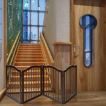 Load image into Gallery viewer, 4 Panels Folding Pet Dog Gate Fence Child Safety Barrier Freestanding Pine Wood