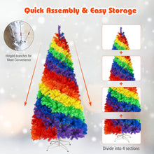 Load image into Gallery viewer, 7FT Rainbow Artificial Christmas Tree Colorful Hinged Holiday Xmas Pine Tree