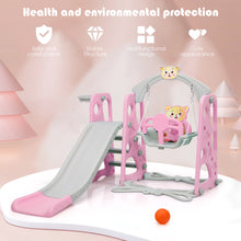 Load image into Gallery viewer, 4-in-1 Toddler Climber & Swing Set Kids Play Climber Slide Playing Set w/ Basketball Hoop