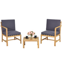Load image into Gallery viewer, 3 in 1 Wooden Companion Set Garden Bench Table & Chair Patio Love Seat W/Cushion