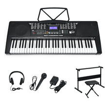 Load image into Gallery viewer, 61-Key Keyboard Piano and Stool Electronic Keyboards with Lighted Keys