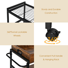 Load image into Gallery viewer, 3-Tier Kitchen Serving Cart Industrial Utility Rolling Trolley Storage Shelf Pub