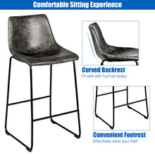 Load image into Gallery viewer, Set of 2 Vintage Faux Suede Bar Stools Home Kitchen Upholstered Stool Chairs