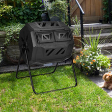 Load image into Gallery viewer, 160L Large Composting Tumbler Bin Dual Rotating Chamber Tumbling Composter Black