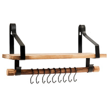 Load image into Gallery viewer, Wall-Mounted Floating Shelves Wood Storage Display Rack Hanging Shelf w/ Hooks