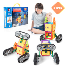 Load image into Gallery viewer, 51 PCS Magnetic Building Blocks Vehicle Series 3D Magnet Building Tiles Intellectual Educational Colorful Toys Construction for 3+ Year Old Kids