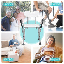 Load image into Gallery viewer, Bath Stool Shower Seat Bathing Chair Safety W/ Backrest Arm Adjustable Height