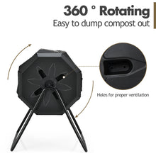 Load image into Gallery viewer, 160L Large Composting Tumbler Bin Dual Rotating Chamber Tumbling Composter Black