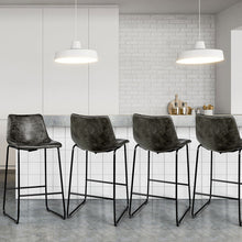 Load image into Gallery viewer, Set of 2 Vintage Faux Suede Bar Stools Home Kitchen Upholstered Stool Chairs