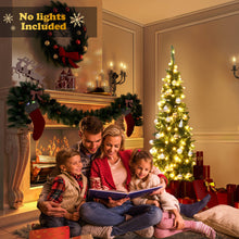 Load image into Gallery viewer, 6.5 FT Artificial Pencil Christmas Tree LED Pre-Lit Xmas Tree Holiday Decoration