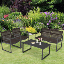 Load image into Gallery viewer, 4 Pieces Patio Furniture Set Outdoor Conversation Sofa Set with Coffee Table Loveseat and 2 Single Sofas