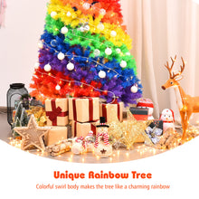 Load image into Gallery viewer, 7FT Rainbow Artificial Christmas Tree Colorful Hinged Holiday Xmas Pine Tree
