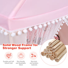 Load image into Gallery viewer, Kids Play Tent Wood Frame Large Playhouse Castle Fairy Tents With Mat Pink