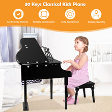 Load image into Gallery viewer, 30-Key Kids Wooden Keyboard Mini Grand Piano with Stool Musical Instrument Toy