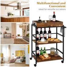 Load image into Gallery viewer, 3-Tier Kitchen Serving Cart Industrial Utility Rolling Trolley Storage Shelf Pub