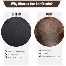 Load image into Gallery viewer, Set of 2 Vintage Faux Suede Bar Stools Home Kitchen Upholstered Stool Chairs