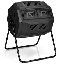 Load image into Gallery viewer, 160L Large Composting Tumbler Bin Dual Rotating Chamber Tumbling Composter Black