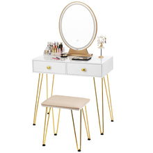 Load image into Gallery viewer, Vanity Dressing Table Set Makeup Desk Stool LED Light Storage Drawers Mirror