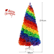 Load image into Gallery viewer, 7FT Rainbow Artificial Christmas Tree Colorful Hinged Holiday Xmas Pine Tree