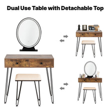 Load image into Gallery viewer, Vanity Dressing Table Set Makeup Desk Set W/ LED Lighted Mirror Stool & Drawer