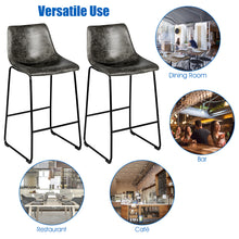 Load image into Gallery viewer, Set of 2 Vintage Faux Suede Bar Stools Home Kitchen Upholstered Stool Chairs
