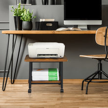 Load image into Gallery viewer, 2 Tier Wooden Printer Stand with 360° Swivel Caste