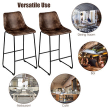 Load image into Gallery viewer, Set of 2 Vintage Faux Suede Bar Stools Home Kitchen Upholstered Stool Chairs