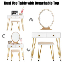Load image into Gallery viewer, Vanity Dressing Table Set Makeup Desk Stool LED Light Storage Drawers Mirror