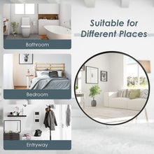 Load image into Gallery viewer, 60cm Large Round Mirror, Black Frame Makeup Shaving Hanging Mirrors, Wall Mounted Circle Mir