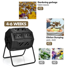 Load image into Gallery viewer, 160L Large Composting Tumbler Bin Dual Rotating Chamber Tumbling Composter Black