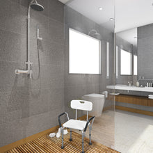 Load image into Gallery viewer, Bath Stool Shower Seat Bathing Chair Safety W/ Backrest Arm Adjustable Height