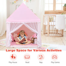 Load image into Gallery viewer, Kids Play Tent Wood Frame Large Playhouse Castle Fairy Tents With Mat Pink
