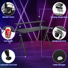 Load image into Gallery viewer, Y-Shaped Ergonomic Game Racing Desk Computer Table Workstation W/ Monitor Shelf