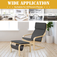 Load image into Gallery viewer, Wooden Lounge Chair with Ottoman Ergonomic Modern Accent Armchair