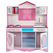 Load image into Gallery viewer, Large Wooden Kids Role Play Kitchen Set Cooking Toys Girls Boys Play Set Pink