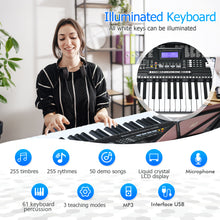 Load image into Gallery viewer, 61-Key Keyboard Piano and Stool Electronic Keyboards with Lighted Keys