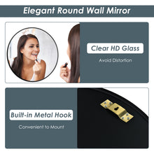 Load image into Gallery viewer, 60cm Large Round Mirror, Black Frame Makeup Shaving Hanging Mirrors, Wall Mounted Circle Mir