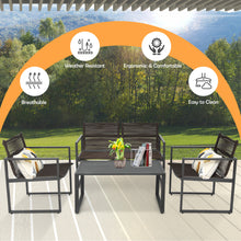 Load image into Gallery viewer, 4 Pieces Patio Furniture Set Outdoor Conversation Sofa Set with Coffee Table Loveseat and 2 Single Sofas