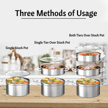 Load image into Gallery viewer, 3 Tier Stainless Steel Steamer Set Kitchen Cooking Induction Steamer Pans W/ Lid