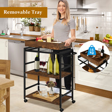 Load image into Gallery viewer, 3-Tier Kitchen Serving Cart Industrial Utility Rolling Trolley Storage Shelf Pub