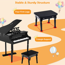 Load image into Gallery viewer, 30-Key Kids Wooden Keyboard Mini Grand Piano with Stool Musical Instrument Toy