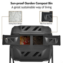 Load image into Gallery viewer, 160L Large Composting Tumbler Bin Dual Rotating Chamber Tumbling Composter Black